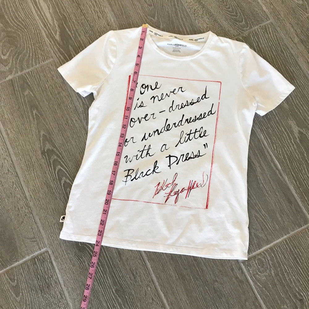 Karl Lagerfeld Quote Basic White Tee Size Xs - image 5